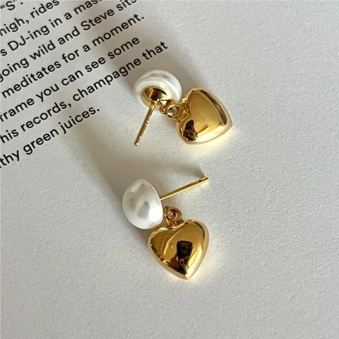 Herz Künstliche Perlen Ohrhänger Mit 925 Sterling Silber Stecker Süßer Romantischer Stil Schmuck Für Damen