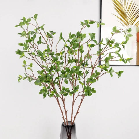 Artificial Milan Leaf Greenery Branch Realistic Plastic Plant With Iron Wire Stem Home Wedding Decor Landscape Arrangement