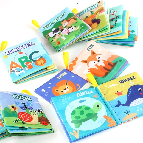 Soft Baby Cloth Books Washable Tear Resistant Early Education Cognitive Sensory Toys For Infants Toddlers Animals Alphabet