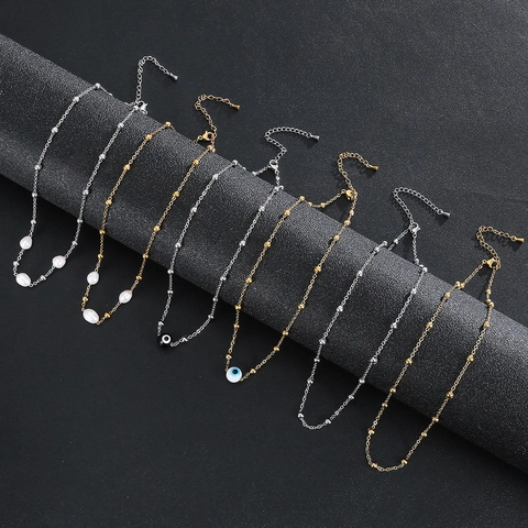 Collier En Acier Inoxydable Minimaliste Femmes Étanche Avec Perles D'eau Douce Élégantes Et Perles Protectrices Mauvais Oeil