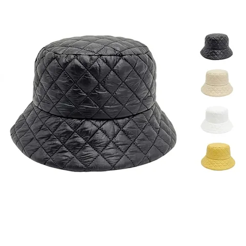 Women Quilted Bucket Hat Diamond Padded Warm Windproof Winter Outdoor Solid Minimalist Fashion
