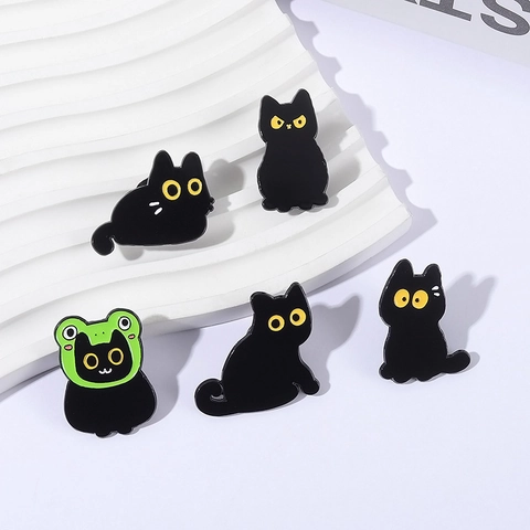 Spilla In Metallo A Forma Di Gattino Nero Carino Accessorio Per Abbigliamento Spilla Da Bavero Con Motivo Animale