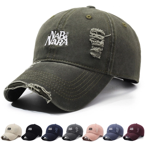 Casquette De Baseball En Coton Lavé Vieilli Broderie Lettres Plein Air Rétro Streetwear Unisexe Ajustable