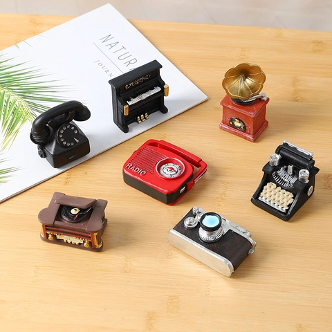 Miniatur Retro Harz Ornamente Vintage Klavier Kamera Schreibmaschine Radio Grammophon Schreibtisch Home Decor Requisiten
