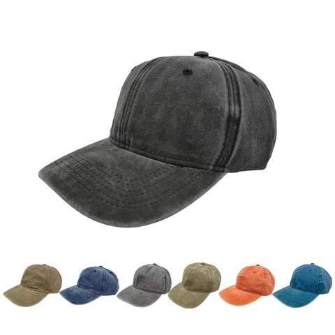 Washed Cotton Baseball Cap Vintage Distressed Adjustable Plain Sun Hat For Outdoor Casual Daily Wear Men Women