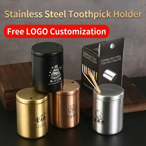 Modern Stainless Steel Toothpick Holder Brushed Metal Toothpick Dispenser Single Hole High Grade Jar For Restaurant Home Hotel