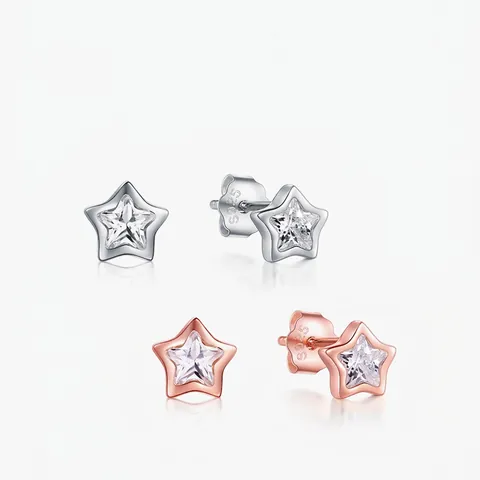 Stern Ohrstecker Aus 925er Sterlingsilber Mit Zirkonia Minimalistischer Süßer Stil Modeschmuck Für Frauen