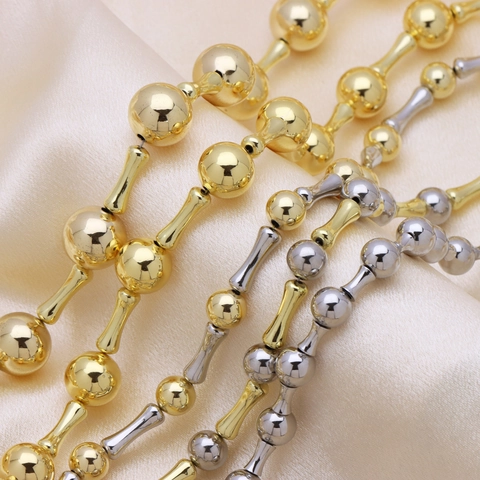 Polished Kupfer Perlen Und Stabkette Halskette Einfache Persönlichkeit Vielseitiger Schmuck Für Damen Ins Stil Accessoires