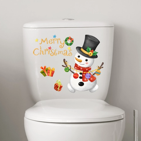 Weihnachts Toilettenaufkleber Süßer Schneemann Frohe Weihnachten PVC Wandtattoo Badezimmer Dekoration