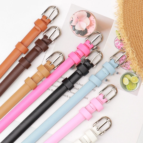 Elegant Women Slim PU Leather Belt With Alloy Pin Buckle Fashion Minimalist Waistband For Dresses And Suits