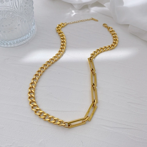 Collana a Catena Geometrica in Acciaio Inossidabile Minimalista Per Donna Uomo Moda Hip Hop Streetwear Gioielli
