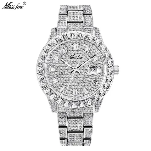Orologio Al Quarzo Da Uomo Di Lusso Iced Out Con Strass Hip Hop Moda Con Datario