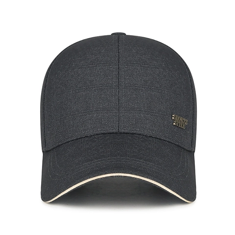 Business Casual Baseball Cap Polyester Sports Metal Label Curved Brim Adjustable Sun Protection Men Outdoor Hat