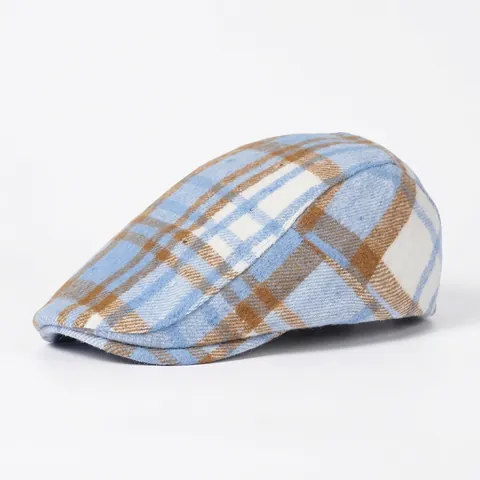 Gorra Plana A Cuadros 100% Algodón Estilo Retro Británico Transpirable Gorra Ivy Ajustable Para Hombres Mujeres