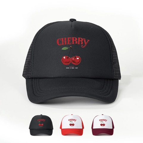 Cappello Trucker Vintage Con Stampa Ciliegie Per Donna Retro Rete Baseball Regolabile Traspirante Protezione Solare Casual
