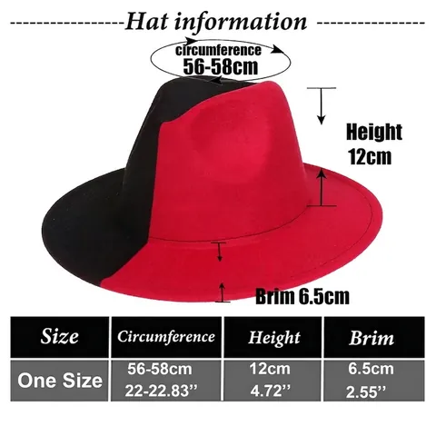 Δίχρωμο Καπέλο Fedora Με Μεγάλο Γείσο Για Άνδρες Γυναίκες Πολυεστερικό Τσόχινο Καπέλο Jazz Patchwork Party Panama Καπέλο