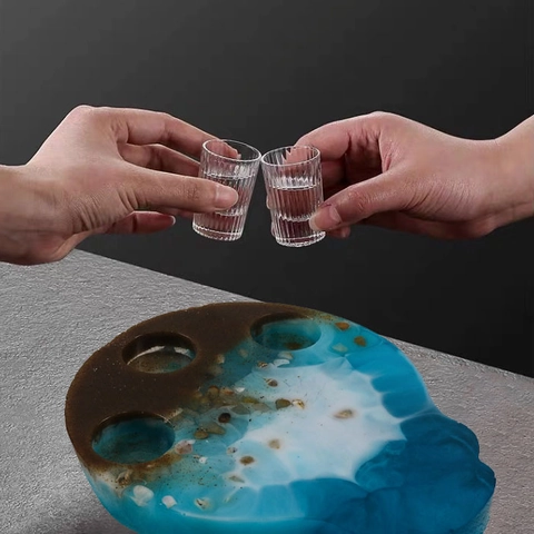 Siliconen Epoxyhars Vorm Voor DIY Shotglas Dienblad Wijn Flight Board Handvat Bekerhouder Decoratieve Desktop Knutseltool
