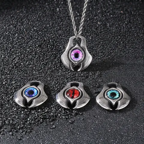 Colgante Ojo De Demonio Acero Inoxidable Punk Gótico Retro Joyería Para Hombres Mujeres Club Halloween Accesorio
