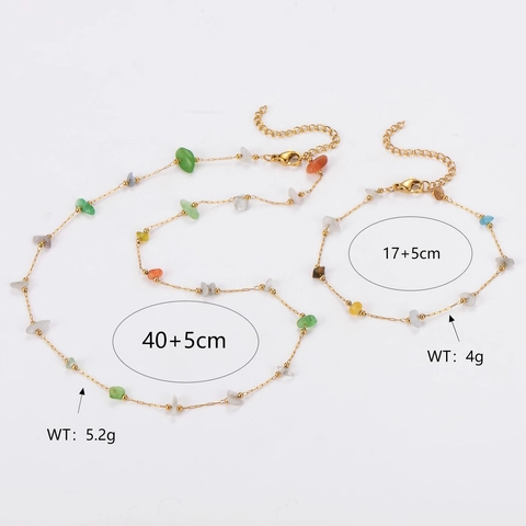 Collana E Bracciale In Acciaio Inossidabile 304 Da Donna Schegge Di Pietra Colorate Irregolari Stile Boho