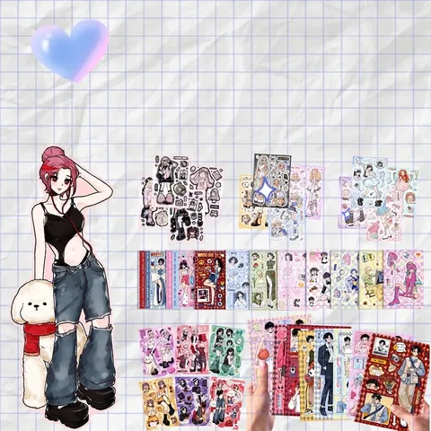 Cartoon Charakter Aufkleber PVC Anime Mädchen Retro Mode DIY Scrapbooking Journal Dekoration