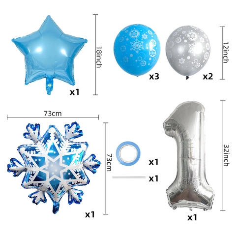 Decorazioni Con Palloncini In Lattice E Foglio Di Alluminio Digitale Fiocco Di Neve Per Festa Di Compleanno Invernale Celebrazione Di Natale Tema Blu Argento