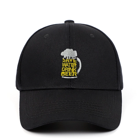 Gorra De Béisbol Bordada Sarga De Algodón Save Water Drink Beer Eslogan Divertido Protección Solar Ajustable Deporte