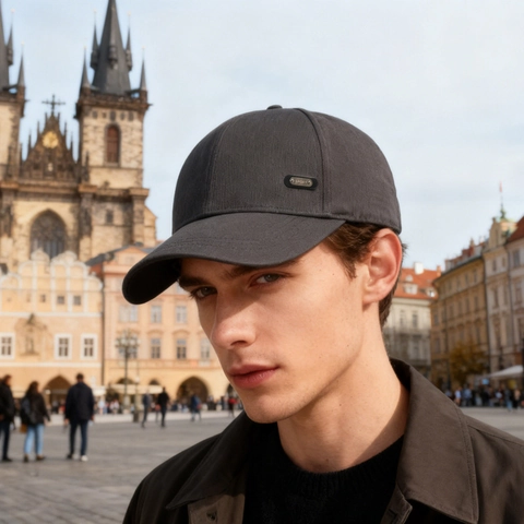 Men's Baseball Cap Polyester Cotton Blend Adjustable Sun Protection Outdoor Sport Hat With Metal Tag