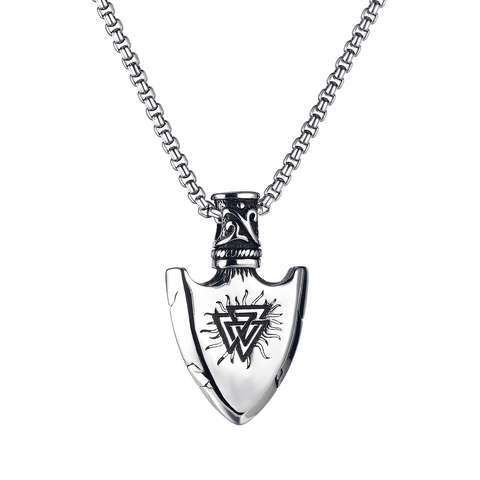 Wikinger Edelstahl Box-Kette Legierung Pfeilspitze Anhänger Halskette Retro Hip-Hop Punk Schmuck Für Herren Damen Geschenk
