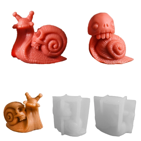 Schedel Slak Siliconen Vorm Gothic Halloween Doe-Het-Zelf Aromatherapie Kaars Hars Gips Ornament Maken