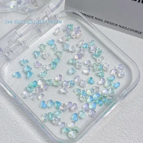 Décorations Pour Ongles 3D En Résine Cœur Clair De Glace Aurora Mini Breloques À Dos Plat Pour Ongles Bricolage