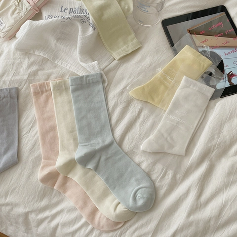 Chaussettes Plissées Femmes Satin De Mûrier Lyocell Respirantes Fines Style JK Mi-Mollet Crew Bas Doux Soyeux Frais Été