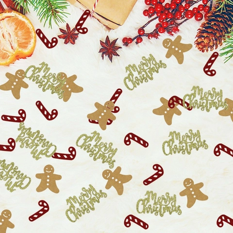 Confettis De Noël Papier Pailleté Renne Flocon De Neige Étoile Sapin Lettres Merry Christmas Décor De Table Remplissage