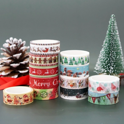 Christmas Washi Tape Decorative Paper Masking Tapes For Scrapbooking DIY Journaling Festive Cartoon Patterns Holiday Crafts