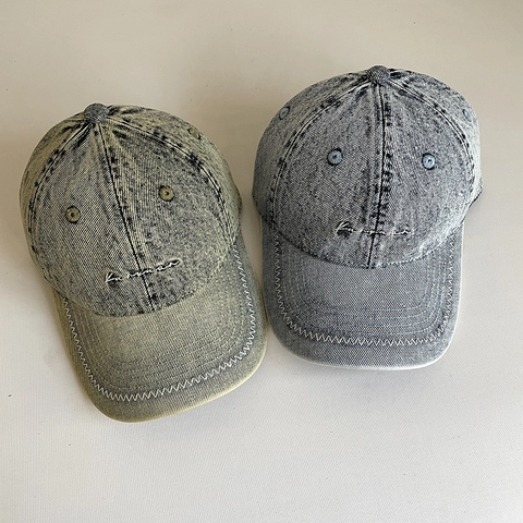 Casquette De Baseball En Jean Délavé Vintage Lettres Brodées Chapeau Soleil Ajustable Bord Incurvé Retro Streetwear