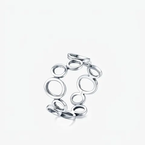 925 Sterling Silver Hollow Geometric Circles Ring For Women Minimalist Open Index Finger Band Fashion Jewelry Gift