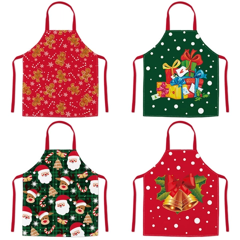 Weihnachtsschürze Polyester Fleckenabweisend Wasserdicht Küche Backen Cartoon Weihnachtsmann Rentier Muster Für Erwachsene Und Kinder