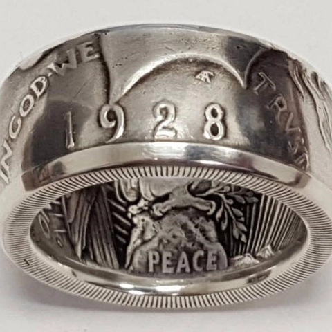 Vintage Coin Rings For Men Women Metal Alloy Retro Peace Dollar Engraved Biker Punk Style Hand Jewelry Accessories