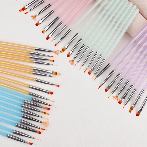 Pennelli Professionali Per Nail Art Manicure Pittura Disegno Intaglio Manico In Plastica Acrilica Fibre Sintetiche Strumenti DIY