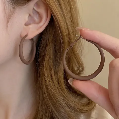 Orecchini A Cerchio Vuoti Geometrici Opachi Con Perno In Argento Gioielli Di Moda Rotondi Grandi Minimalisti Per Donne