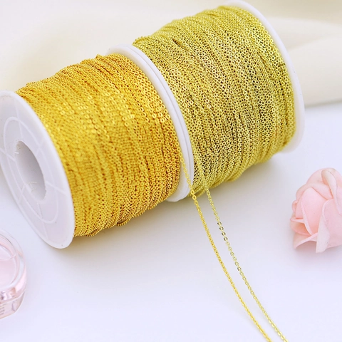 Catena Per Creazione Gioielli DIY Bobina Rame Placcato Oro Anello Per Collana Braccialetto Artigianato Accessori