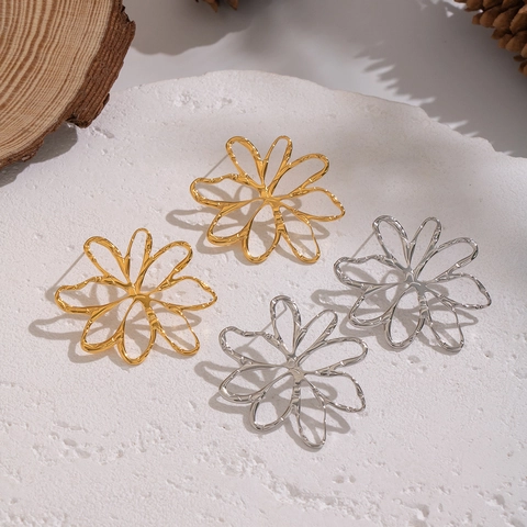 Blumen Ohrstecker Hohl 304 Edelstahl 18K Vergoldet Wasserdicht Hypoallergen Floral Trendiger Schmuck Für Damen