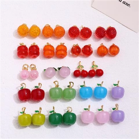Handgemachte Glasur Frucht Anhänger Mit Kupfer Vergoldeten Blatt Charms Für DIY Schmuckherstellung Nur Anhänger Ohne Kette