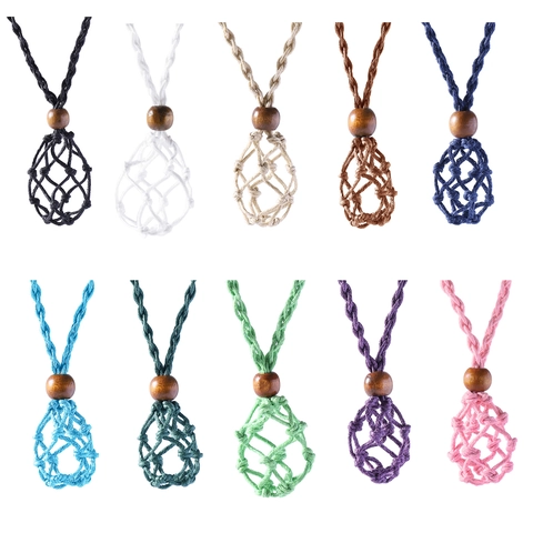 Handgefertigte Gewebte Netzbeutel Halskette Kordel Verstellbare Wachsseil Für Kristall Rohstein DIY Schmuck Herren Damen