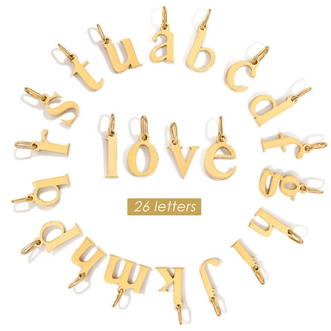 Ciondolo con Lettera Inglese in Acciaio Inossidabile Minimalista Charm Iniziali Minuscole Accessori per Gioielli Fai da Te