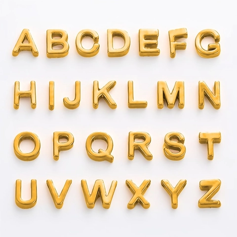 Stainless Steel Alphabet Letter Charms Beads For DIY Jewelry Making Necklace Bracelet Craft Accessory Polished Capital Letters