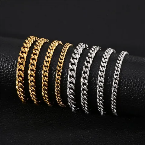 Curb Chain Bracelet 316 Stainless Steel High Polished Cuban Link Hip Hop Punk Minimalist Jewelry For Men Women Unisex