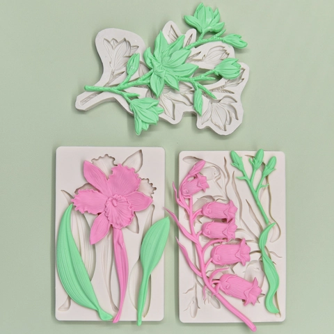 Flower Leaf Shape Silicone Mold Fondant DIY Cake Decoration Tool Magnolia Orchid Lily Of The Valley Realistic Texture