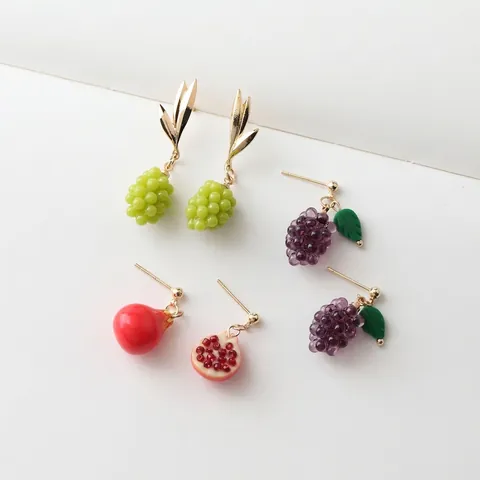 Fruit Grape Pomegranate Charms Resin Pendants With Copper Loop For DIY Jewelry Making Earrings Necklace Accessories