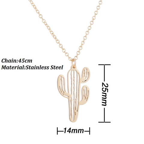 Collar Con Colgante De Cactus Acero Inoxidable Hueco Minimalista Joyería De Nicho Para Mujer Moda Accesorios Diarios