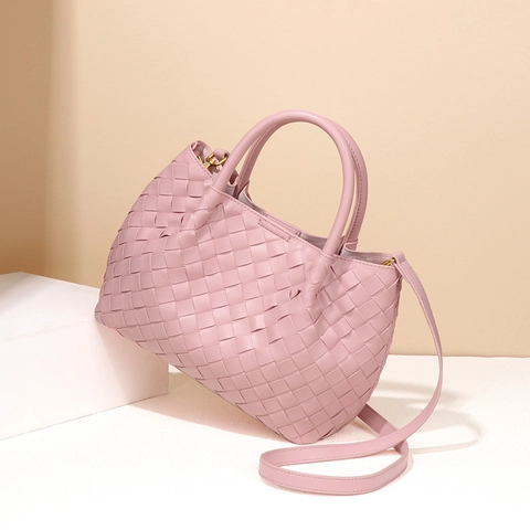 Bolso De Mano De Cuero PU Trenzado Con Bolsa Interior Y Correa De Hombro Desmontable Estilo Urbano Simple Bolso De Mujer